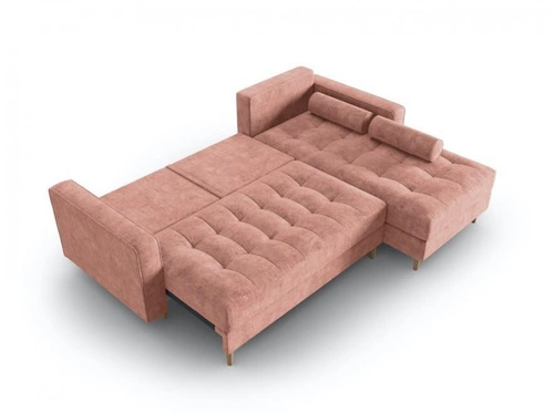 Narożnik z funkcją spania Gobi Pink Structured Fabric prawostronny