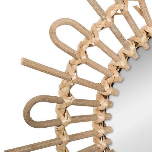 Lustro okrągłe boho Sunflower 50cm wiszące do salonu w rattanowej ramie Atmosphera