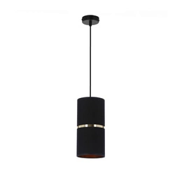 Lampa wisząca Gina czarny 1x60 E27 abażur 12x25 czarny złota folia+złoty pasek
