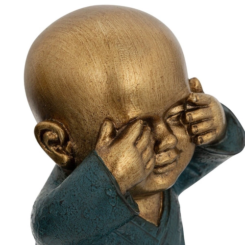 Zestaw 3 figurek dekoracyjnych Buddha Atmosphera złoty i niebieski do salonu lub na prezent