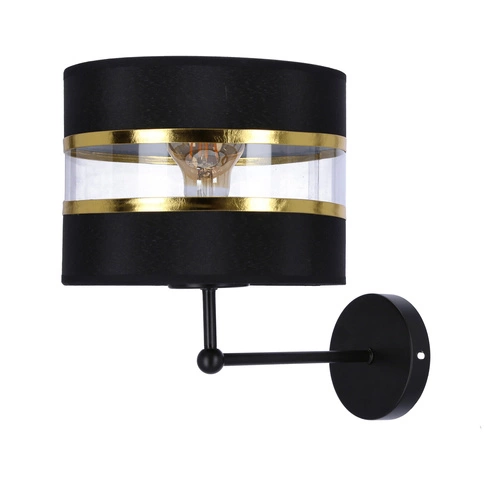 Kinkiet Andy lampa czarny 1x40W E27  abażur czarny+złoty