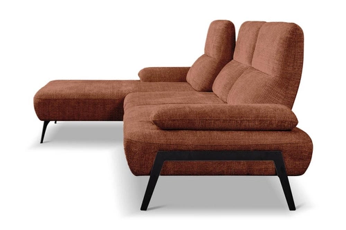 Nowoczesny narożnik Rasmus lewy terrakota z regulowanym oparciem do salonu Intesi