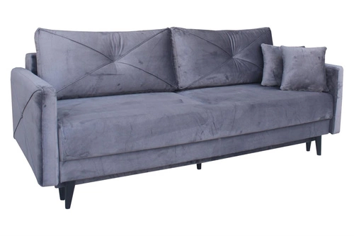 Sofa rozkładana Saxo 2 osobowa z funkcją spania i pojemnikiem grafitowa do salonu nowoczesna