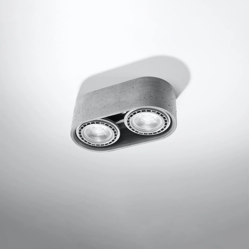 Plafon sufitowy BASIC 2 szary betonowy nowoczesny do salonu i kuchni Sollux 27 cm