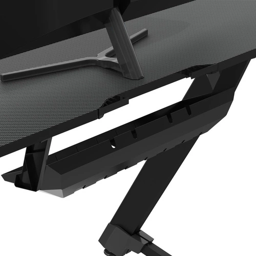 Biurko gamingowe czarne Snake 1.4 Intesi nowoczesne z uchwytami i portami USB do pracy i grania