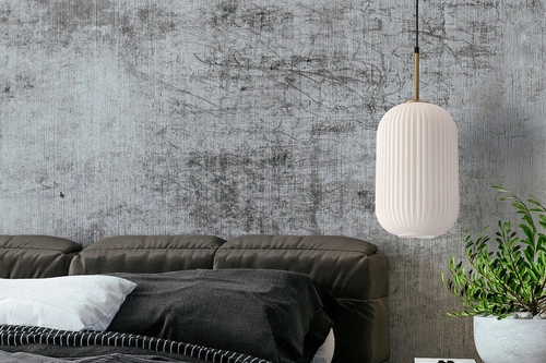 Nowoczesna lampa wisząca CRESTO biała i złota do salonu lub nad stół szklany klosz