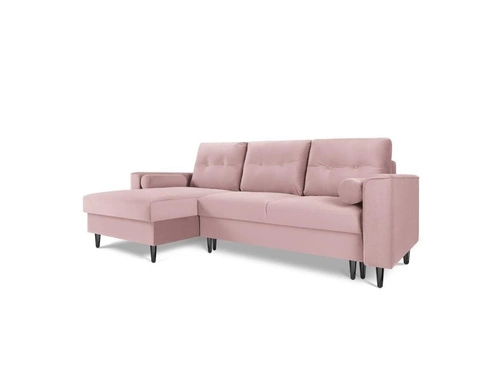 Narożnik z funkcją spania Leona Lavender Velvet Lewostronna kolor nóg czarny