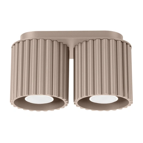 Plafon sufitowy nowoczesny AURA 2 taupe aluminium do salonu i kuchni GU10 2x10W