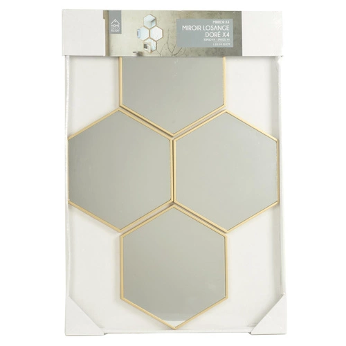 Zestaw 4 luster dekoracyjnych Diamond Intesi glamour w złotej ramie na ścianę do salonu