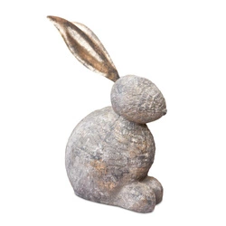 Figurka wielkanocna Królik Intesi 38 cm szara dekoracja stojąca z żywicy na komodę lub stół