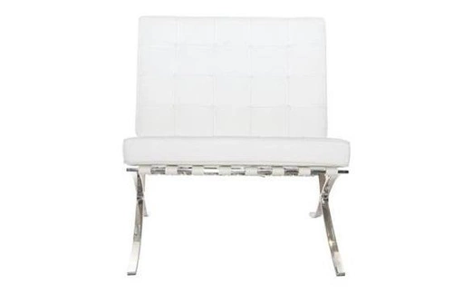 Fotel wypoczynkowy BA1 inspirowany Barcelona do salonu biały ekoskóra nowoczesny glamour