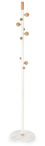 Wieszak stojący do przedpokoju Pump biały drewniany nowoczesny skandynawski Intesi