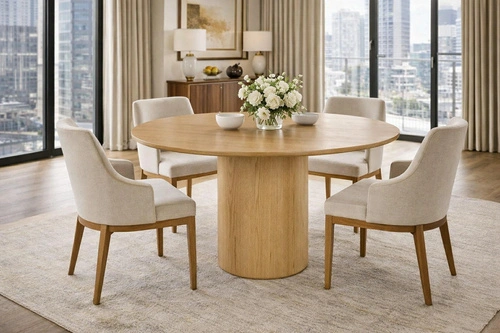 Stół okrągły Lyndon 120 cm dąb do jadalni i kuchni nowoczesny