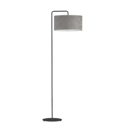 Lampa podłogowa BOLIVIA szara welurowa nowoczesna z abażurem do salonu Lysne 156 cm