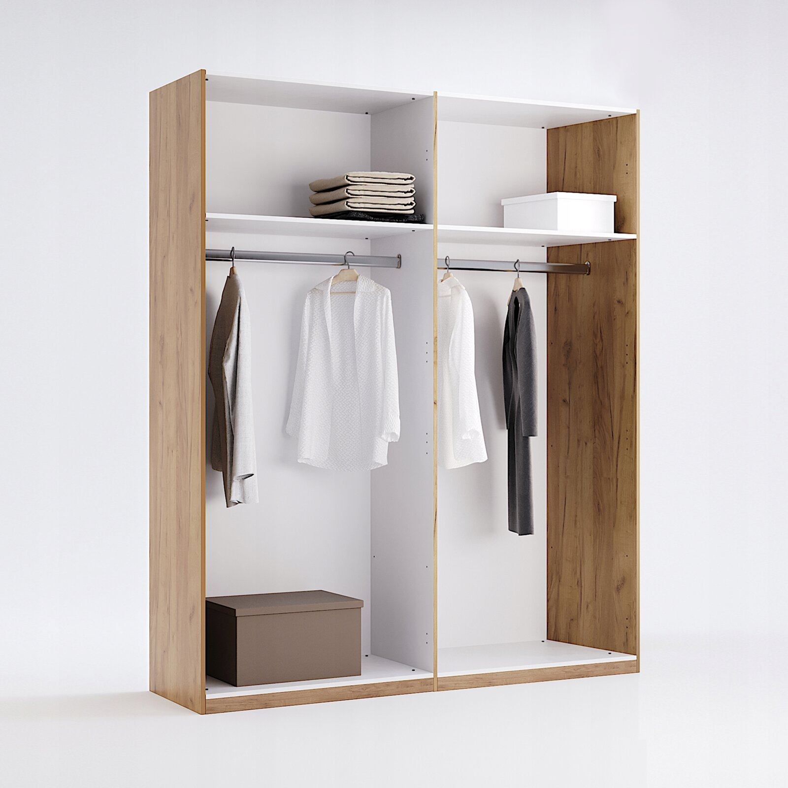 Szafa Matle 4-drzwiowa nowoczesna dąb szary z półkami do sypialni garderoby