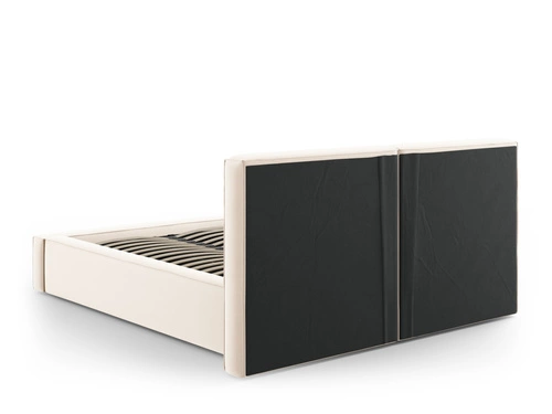 Łóżko tapicerowane Jodie II beżowe welurowe 160x200 z pojemnikiem do sypialni