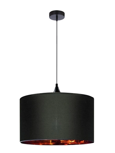 Lampa wisząca Long czarna z abażurem złotym do salonu regulowana nowoczesna 30 cm