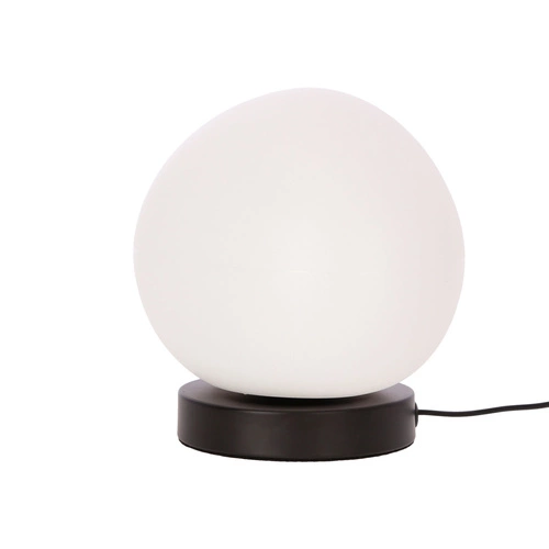 Nowoczesna lampka nocna STONES czarna z białym kloszem do sypialni i salonu 20 cm