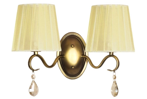 Kinkiet ścienny Fiesta złoty glamour z podwójnym abażurem do salonu i sypialni CANDELLUX