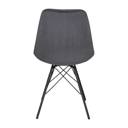 Krzesło tapicerowane Eris sztruks antracytowe do jadalni nowoczesne na czarnych nogach Actona