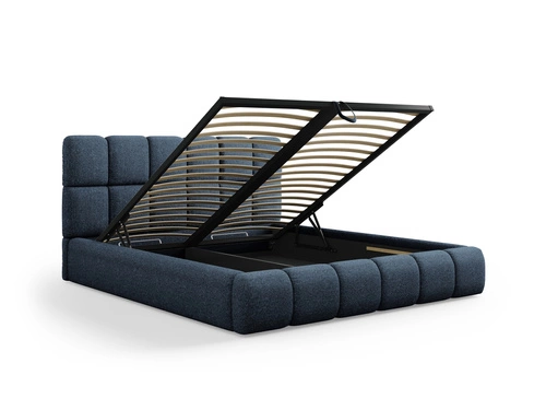 Łóżko tapicerowane Bellis niebieskie 160x200 z pojemnikiem nowoczesne do sypialni