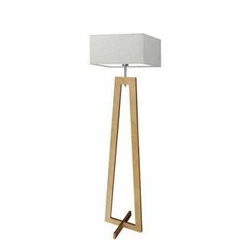 Lampa podłogowa JAWA abażur jasny szary stelaż dębowy