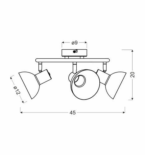 Lampa sufitowa Diso nowoczesna czarna ze złotem regulowana do salonu i sypialni 3-punktowa