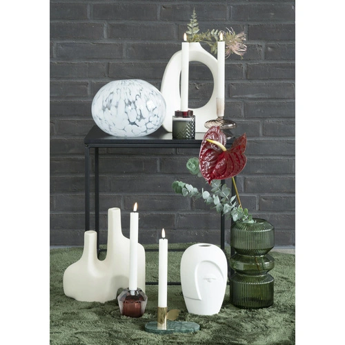 House Nordic zielony wazon szklany ryflowany 25 cm dekoracyjny do salonu