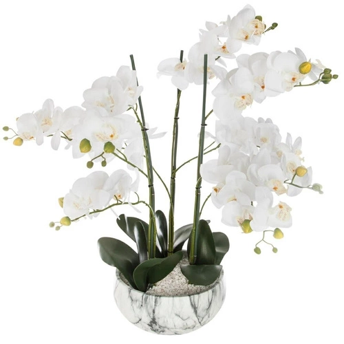 Nowoczesna sztuczna orchidea Atmosphera w marmurowej doniczce do salonu 65 cm