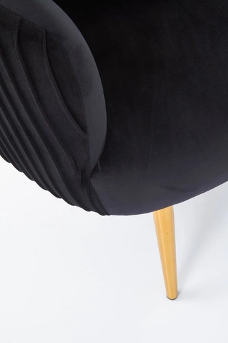 Fotel wypoczynkowy Dargo welurowy czarny glamour do salonu na złotych nogach Intesi