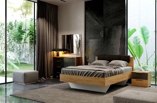 Komoda z szufladami Lana 160 cm dąb craft i szary nowoczesna do salonu Intesi