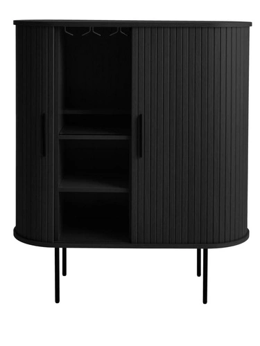 Komoda wysoka Nola czarna ryflowana nowoczesna do salonu 100 cm