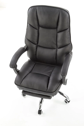 Fotel biurowy ergonomiczny Nalvi czarny z podnóżkiem skórzany obrotowy do biura