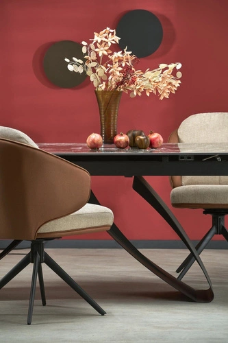 Stół rozkładany Margareth czarny marmur 180-260 cm do jadalni nowoczesny industrialny Intesi