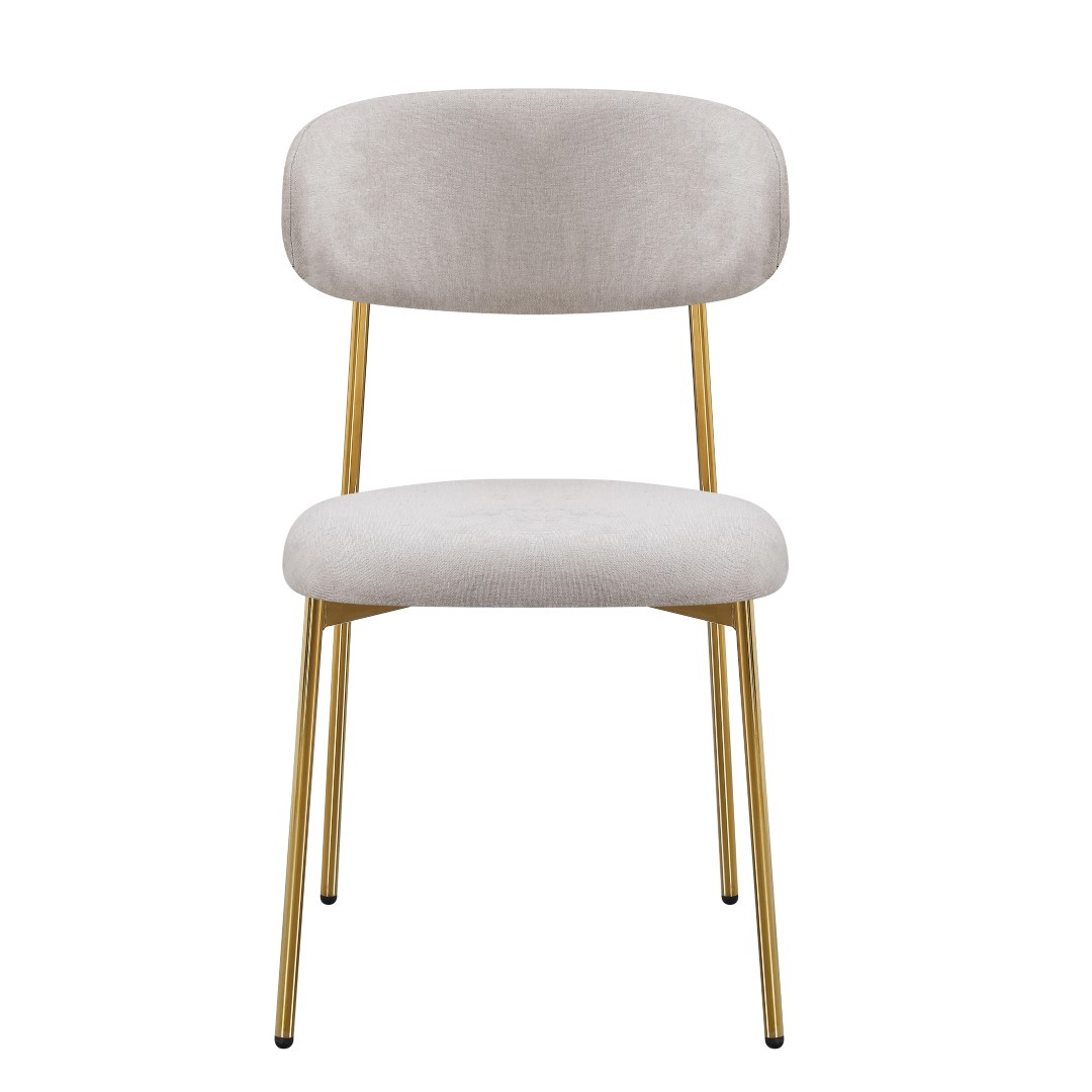 Krzesło Nola beżowe welurowe na złotych nogach do jadalni i salonu