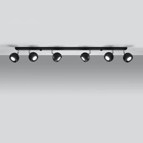 Plafon sufitowy czarny Oculare 6L nowoczesny metalowy do salonu kuchni i jadalni Sollux