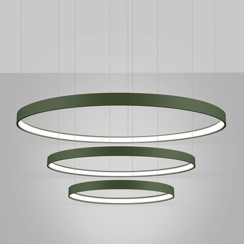 Żyrandol LED RIO 3 nowoczesny zielona oliwka regulowany do salonu, kuchni i jadalni