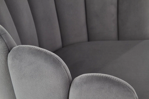 Krzesło do jadalni Finger Intesi tapicerowane welur szary z podłokietnikami nowoczesne glamour