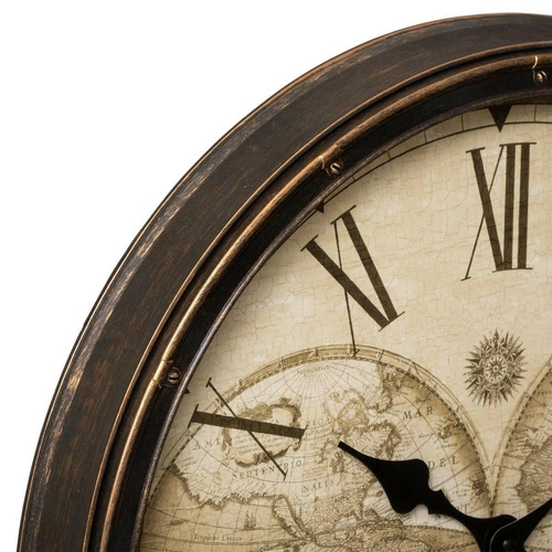 Zegar ścienny vintage Tomy Atmosphera 51 cm cichy retro brązowy do salonu lub sypialni