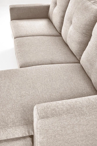 Sofa nierozkładana z podnóżkiem Kahs beżowa nowoczesna tapicerowana do salonu Intesi