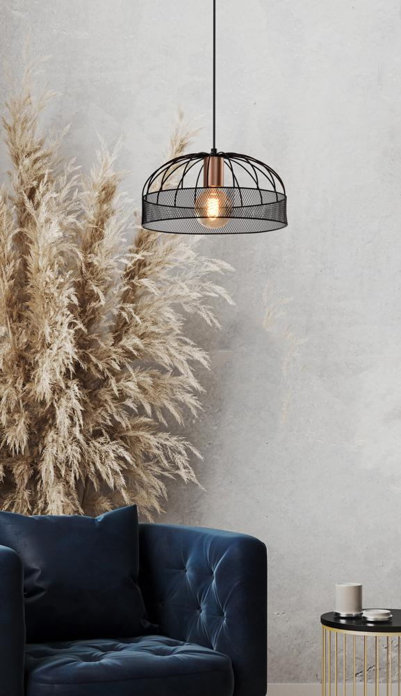 Lampa wisząca Levi złoty 1x40W E27 klosz czarny
