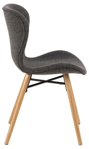 Krzesło tapicerowane Batilda Actona antracytowe do jadalni skandynawskie z dębowymi nogami