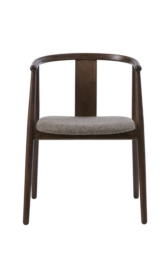 Krzesło drewniane tapicerowane Relate beżowe z podłokietnikami do jadalni nowoczesne