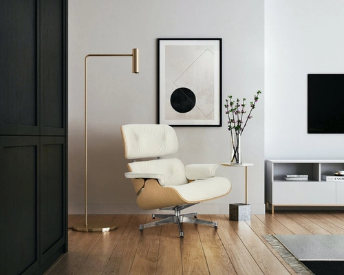 Fotel obrotowy Vip D2.DESIGN do salonu biały skóra naturalna nowoczesny glamour