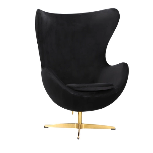 Fotel Jajo Velvet czarne/ złota podstawa  OUTLET