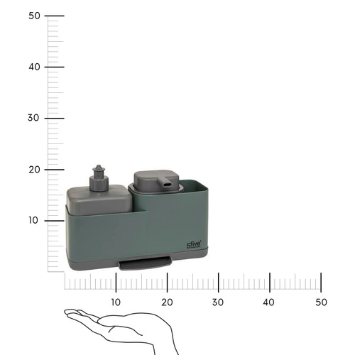 Dozownik na mydło z organizerem NEO2 zielony 5five simply smart do łazienki nowoczesny