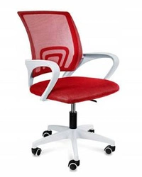 Fotel biurowy ergonomiczny Splash Intesi czerwony siatkowy obrotowy z podłokietnikami do biurka