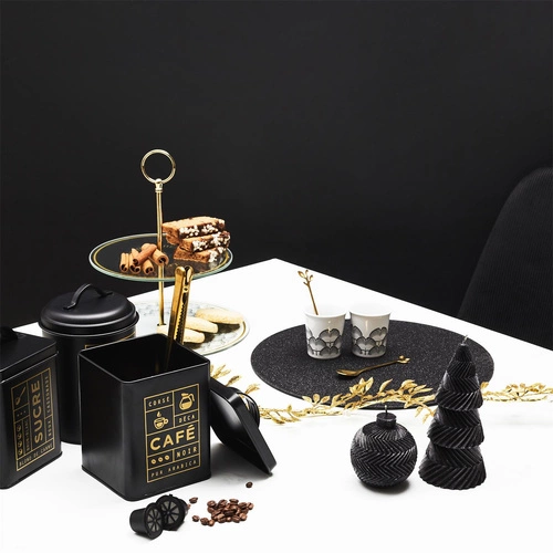 Zestaw sztućców do kawy Gold Leaf Intesi złote łyżeczki glamour ze stali nierdzewnej 4 sztuki