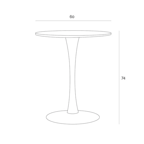Stół okrągły do jadalni Simplet Skinny White 60 cm biały nowoczesny na jednej nodze