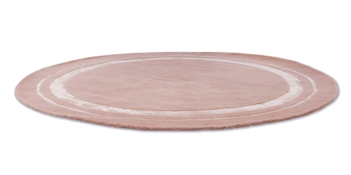 Dywan okrągły wełniany do salonu Redbrook Blush 150 cm różowy nowoczesny Laura Ashley